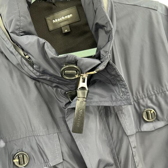 Mackage‎ Wyatt Safari Rain Jacket Button Zipper Leather Trim Blue Size 44 US XL - Picture 7 of 15